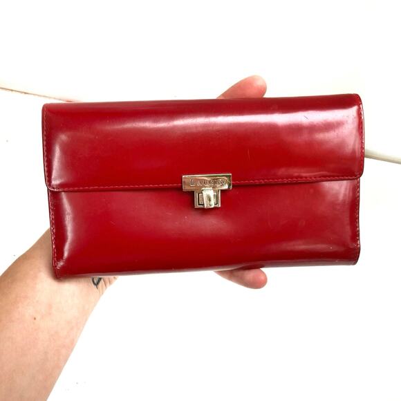Vintage Ralph Lauren Red Patent Leather Turnlock Wallet | Classic Preppy Clutch - Picture 11 of 11